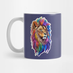 Multicolored lion with a big mane Mug